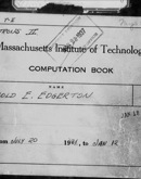 Edgerton Lab Notebook AA, Front Cover